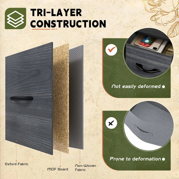 CONCETTA 5 Fabric Dresser with 5 Storage Drawers, TV Stand with Wooden Top Metal Frame for Clothes, Living Room, Hallway, Entryway