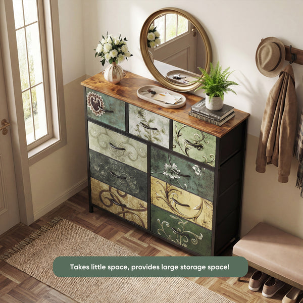 CONCETTA 9-Drawer Fabric Dresser, TV Cabinet Sideboard, Storage Organizer Cabinet for Living Room, Bedroom, Office
