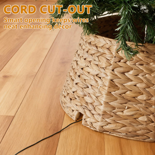 CONCETTA Christmas Tree Collar, Farmhouse Detachable Handwoven Christmas Tree Base Cover, Christmas Tree Basket Base, for Holiday,Black