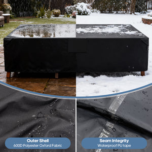 CONCETTA Rectangular Patio Furniture Cover, 600D Waterproof Outdoor Dining Table & Chair Cover, Heavy Duty