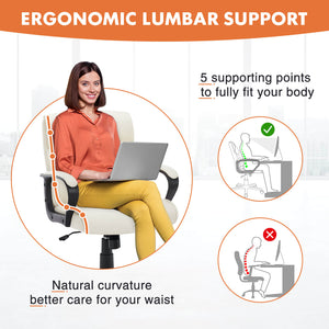 CONCETTA Adjustable Computer Desk Chair with Lumbar Support,Padded Armrest,Swivel Rolling