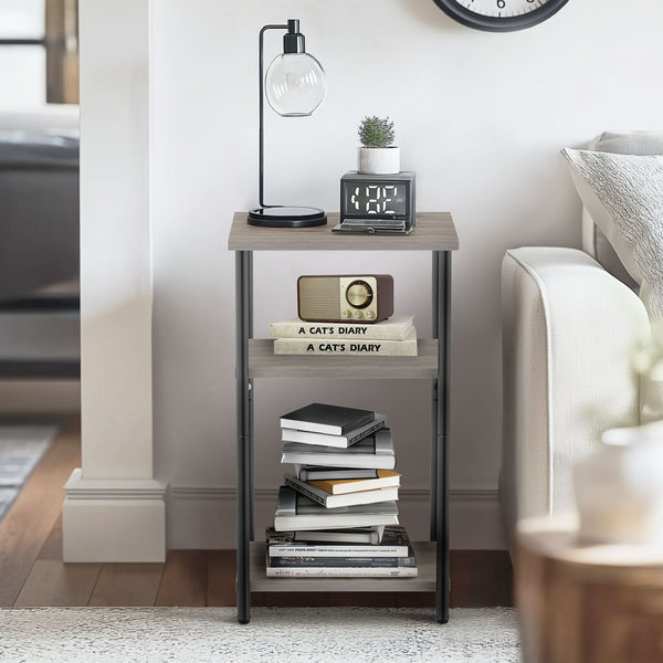 CONCETTA End Table with 3 Shelves, 2PC Narrow Nightstand for Small Spaces, Easy Assembly, Ideal for Living Room and Bedroom