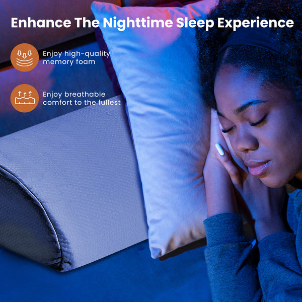 Headboard Gap Filler Pillow - High-Density Foam Wedge for Mattress-to-Headboard Space, with Storage Pocket & Removable Cover, Twin