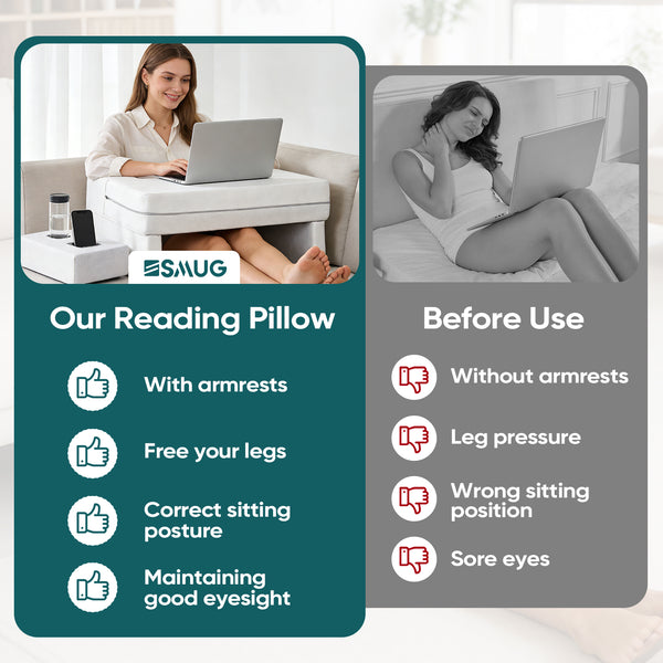 CONCETTA Ergonomic Reading & Gaming Pillow for Adults, Extra Large Memory Foam