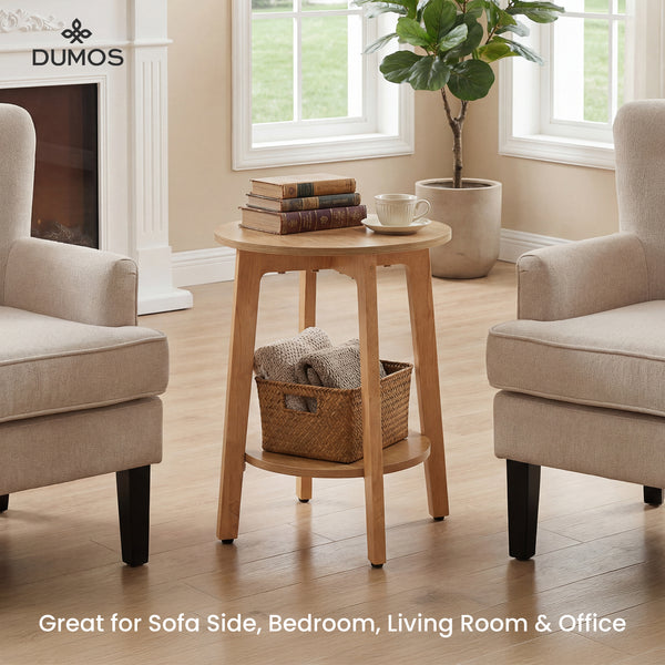 CONCETTA Round 2-Tier Side Tables with Tapered Legs, Small End Tables for Living Room & Bedroom