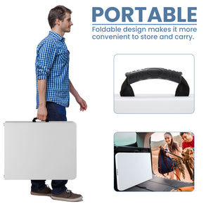 CONCETTA Outdoor Indoor Portable Folding Table, Heavy Duty Foldable Table, Carrying Handle for Camping Picnic