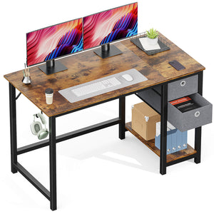 CONCETTA Computer Desk -40/47/55 inch Desk Study Desk with 2 Drawer Storage Shelf Headphone Hook for Bedroom, Game Room, Office, Living Room