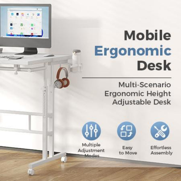 CONCETTA 23.6 inch Mobile Standing Desk, Adjustable Height Rolling Computer Desk for Home Office, Portable Treadmill Sit Stand Workstation