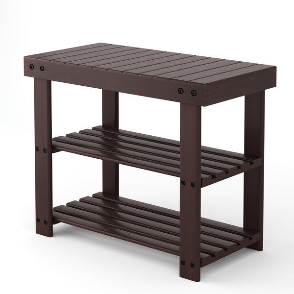 CONCETTA Bamboo Shoe Rack & Bench, 3-Tier 280 lb Capacity Storage Organizer for Entryway, Living Room, Balcony