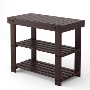 CONCETTA Bamboo Shoe Rack & Bench, 3-Tier 280 lb Capacity Storage Organizer for Entryway, Living Room, Balcony
