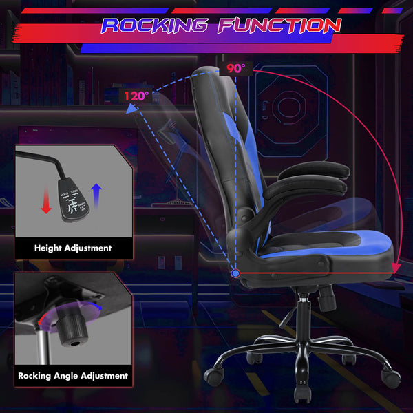 CONCETTA Ergonomic Leather Gaming Chair-Office Desk PU Leather Chair -up Armrests, Swivel Task Chair Adjustable Height for Adults Teens Kids