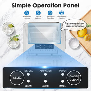 CONCETTA Countertop Ice Maker, Portable Ice Machine Self-Cleaning, 9 Cubes in 6 Mins, for Home Party Office