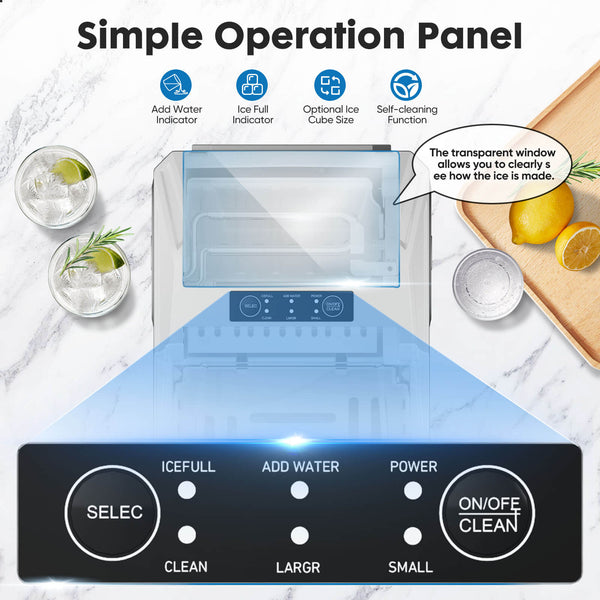 CONCETTA Countertop Ice Maker, Portable Ice Machine Self-Cleaning, 9 Cubes in 6 Mins, for Home Party Office