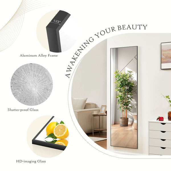 CONCETTA 71"x30" Arched Full Body Mirror Floor Mirror Standing Hanging or Leaning Wall with Stand Aluminum Alloy Thin Frame