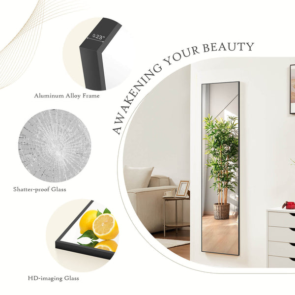 CONCETTA 71"x30" Arched Full Body Mirror Floor Mirror Standing Hanging or Leaning Wall with Stand Aluminum Alloy Thin Frame