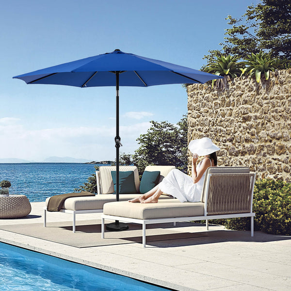 CONCETTA 9FT Patio Umbrella with Push Button Tilt and Crank,  with 8 Sturdy Ribs,Outdoor Umbrella, Pool Umbrella, for Market, Terrace, Beach, Outdoor Restaurant