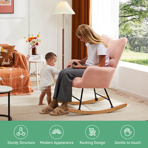 CONCETTA  Rocking Chair Nursery, with High Backrest, Reading Chair Modern Rocking Accent Chairs Glider Recliner for Living Room, Nursery, Bedroom