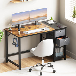 CONCETTA Computer Desk -40/47/55 inch Desk Study Desk with 2 Drawer Storage Shelf Headphone Hook for Bedroom, Game Room, Office, Living Room