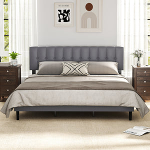 CONCETTA Grey Soft-Padded Bed, Grey Linen Sponge, Metal Frame