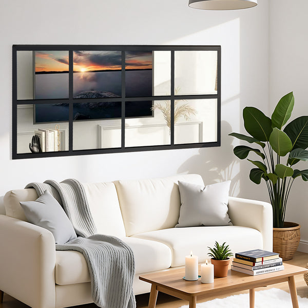 CONCETTA Wall Mirror, Window Decoration, Metal Framed Wall-Mounted for Bedroom, Living Room, Entryway, Black