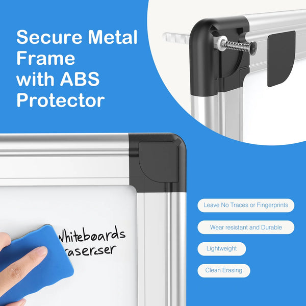 Magnetic Dry Erase Board - 36x24in, Dual Mount, Removable Pen Tray, Silver Frame, White