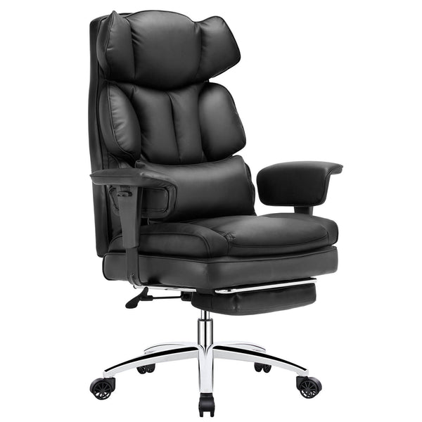 CONCETTA Office Computer Chair - High Back PU Leather Taipan Swivel Chair with Ergonomic Leg Rest and Lumbar Support, Height Adjustable