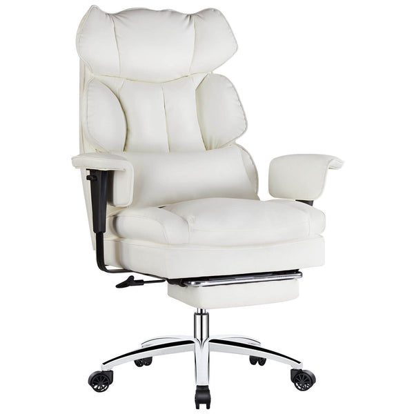 CONCETTA Office Computer Chair - High Back PU Leather Taipan Swivel Chair with Ergonomic Leg Rest and Lumbar Support, Height Adjustable