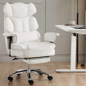 CONCETTA Office Computer Chair - High Back PU Leather Taipan Swivel Chair with Ergonomic Leg Rest and Lumbar Support, Height Adjustable
