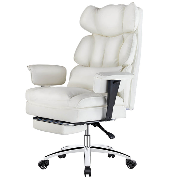 CONCETTA Office Computer Chair - High Back PU Leather Taipan Swivel Chair with Ergonomic Leg Rest and Lumbar Support, Height Adjustable