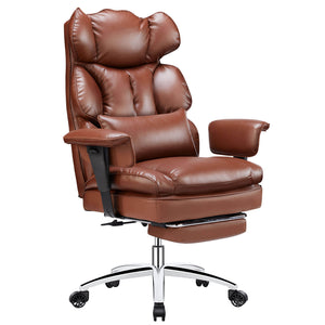 CONCETTA Office Computer Chair - High Back PU Leather Taipan Swivel Chair with Ergonomic Leg Rest and Lumbar Support, Height Adjustable