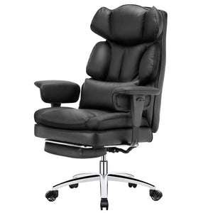CONCETTA Office Computer Chair - High Back PU Leather Taipan Swivel Chair with Ergonomic Leg Rest and Lumbar Support, Height Adjustable