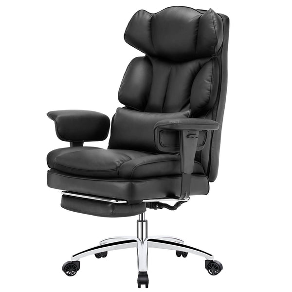 CONCETTA Office Computer Chair - High Back PU Leather Taipan Swivel Chair with Ergonomic Leg Rest and Lumbar Support, Height Adjustable