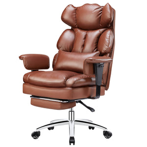 CONCETTA Office Computer Chair - High Back PU Leather Taipan Swivel Chair with Ergonomic Leg Rest and Lumbar Support, Height Adjustable