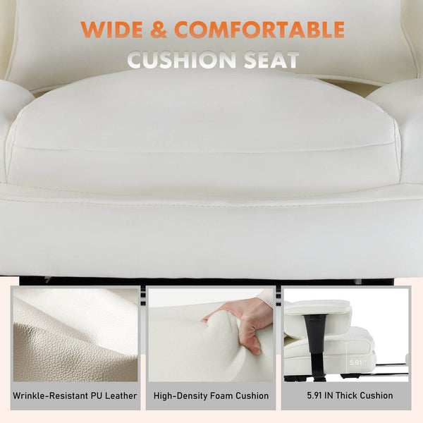 CONCETTA Office Computer Chair - High Back PU Leather Taipan Swivel Chair with Ergonomic Leg Rest and Lumbar Support, Height Adjustable
