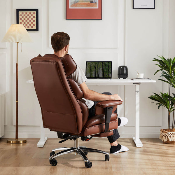 CONCETTA Office Computer Chair - High Back PU Leather Taipan Swivel Chair with Ergonomic Leg Rest and Lumbar Support, Height Adjustable