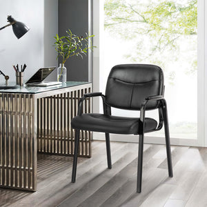 CONCETTA PU Leather Waiting Room Reception Chair 1 Pack, Padded Arms for Home Office, Black