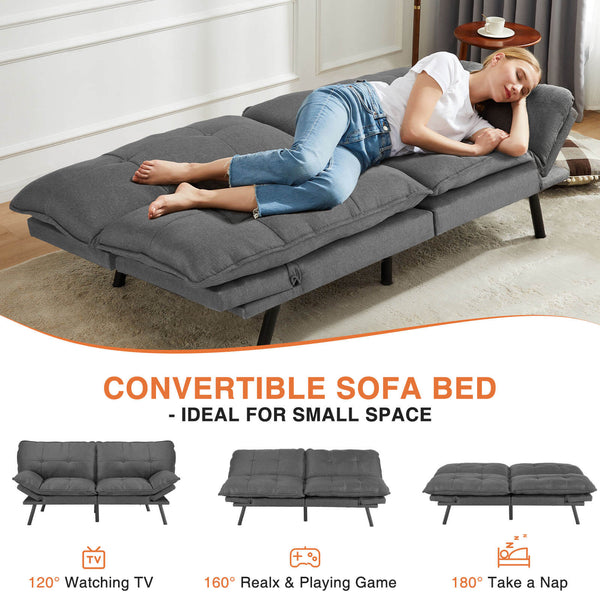 CONCETTA Sleeper Futon Sofa Couch Bed-Memory Foam Couch, Convertible Living Room Couch, Apartment, Studio, Office, Meeting, Living Room