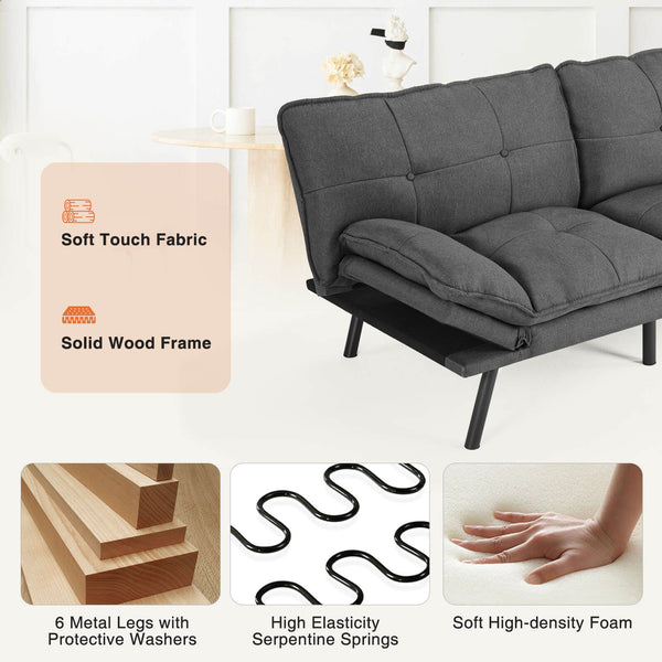 CONCETTA Sleeper Futon Sofa Couch Bed-Memory Foam Couch, Convertible Living Room Couch, Apartment, Studio, Office, Meeting, Living Room
