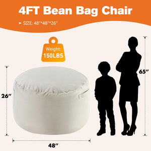 Bean Bag Chairs, 3Ft Bean Bags for Kids Teens, Large Beanbag Chair with Memory Foam Filled and Soft Removable Washable Cover, Comfy Sofa for Living Room Bedroom Dorm
