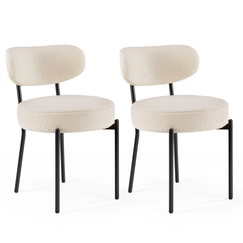 CONCETTA Dining Chair Set of 2 Modern Upholstered Fabric Chairs with Metal Legs for Kitchen Living Room Dining Room