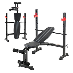 SHOUFTW Adjustable Weight Bench Set, Foldable Bench Press with Leg Developer, 650 LBS Heavy-Duty Space Saving Workout Set for Small Apartments Strength Training