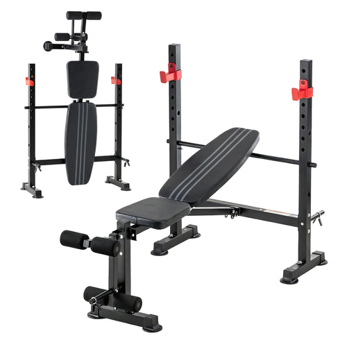 SHOUFTW Adjustable Weight Bench Set, Foldable Bench Press with Leg Developer, 650 LBS Heavy-Duty Space Saving Workout Set for Small Apartments Strength Training