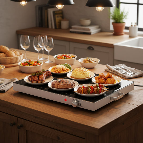 Electric Warming Tray with Temperature Control, Buffet Server & Chafing Dish for Parties, Holidays, Catering, Dishwasher Safe