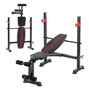 SHOUFTW Adjustable Weight Bench Set, Foldable Bench Press with Leg Developer, 650 LBS Heavy-Duty Space Saving Workout Set for Small Apartments Strength Training