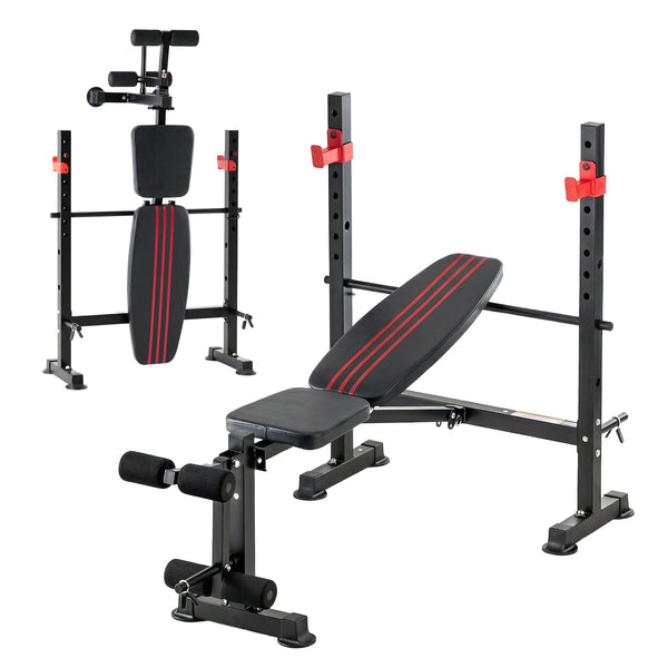 SHOUFTW Adjustable Weight Bench Set, Foldable Bench Press with Leg Developer, 650 LBS Heavy-Duty Space Saving Workout Set for Small Apartments Strength Training