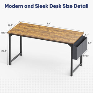 CONCETTA Computer Desk - 32/40/47/55/63 inch Student Kids Study Wooden Desk with Headphone Hook and Storage Bag for Bedroom, Living Room, Study Room