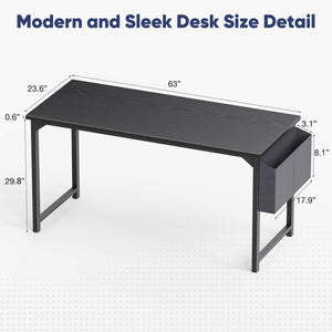 CONCETTA Computer Desk - 32/40/47/55/63 inch Student Kids Study Wooden Desk with Headphone Hook and Storage Bag for Bedroom, Living Room, Study Room