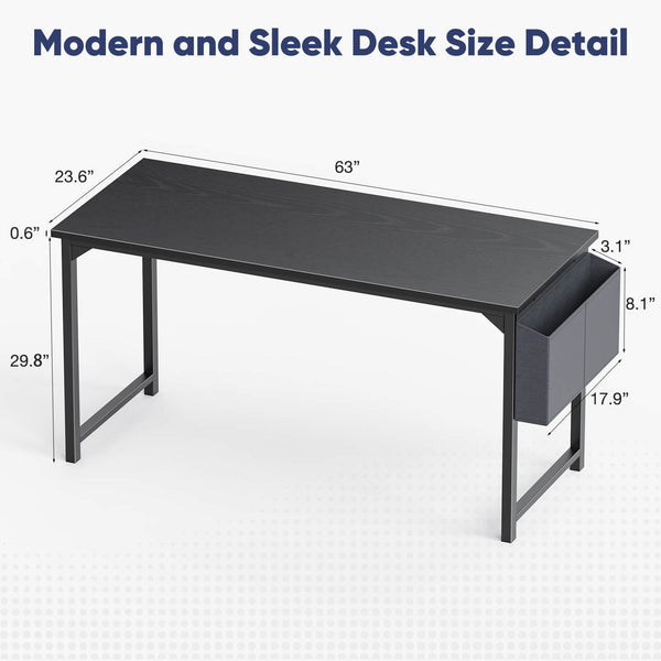 CONCETTA Computer Desk - 32/40/47/55/63 inch Student Kids Study Wooden Desk with Headphone Hook and Storage Bag for Bedroom, Living Room, Study Room