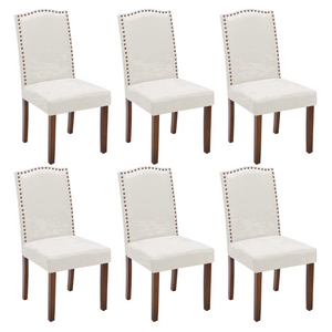 CONCETTA Set of Living Room, Upholstered Leather Dining, Parsons Nailhead Trim and Wood Legs