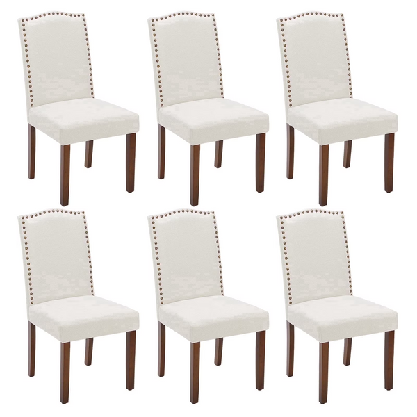 CONCETTA Set of Living Room, Upholstered Leather Dining, Parsons Nailhead Trim and Wood Legs